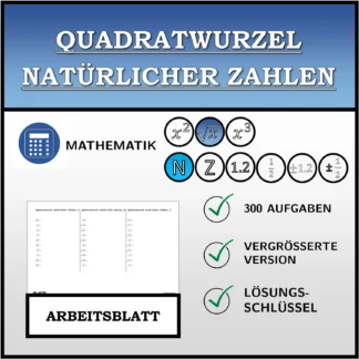 Arbeitsblatt: Quadratwurzel natürlicher Zahlen