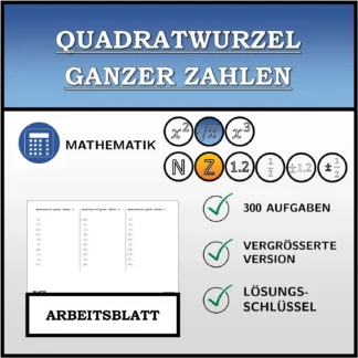 Arbeitsblatt: Quadratwurzel ganzer Zahlen