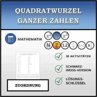 Zuordnungsübung: Quadratwurzel ganzer Zahlen