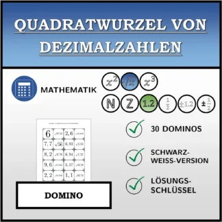 Domino: Quadratwurzel von Dezimalzahlen
