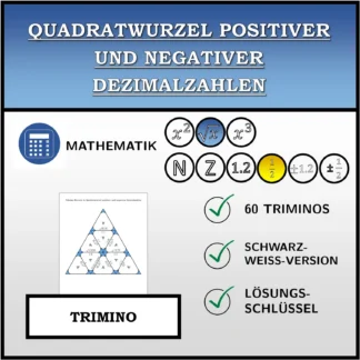 Trimino: Quadratwurzel positiver und negativer Dezimalzahlen