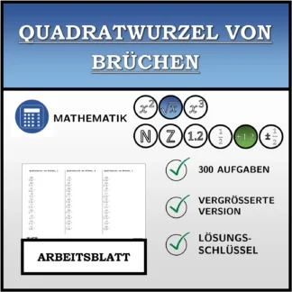 Arbeitsblatt: Quadratwurzel von Brüchen