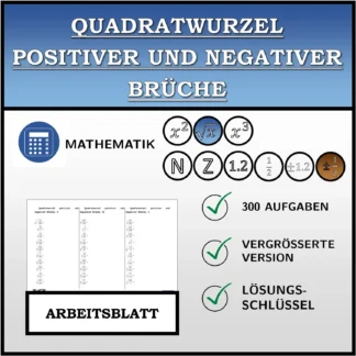 Arbeitsblatt: Quadratwurzel positiver und negativer Brüche