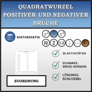 Zuordnungsübung: Quadratwurzel positiver und negativer Brüche