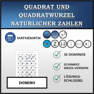 Domino: Quadrat und Quadratwurzel natürlicher Zahlen