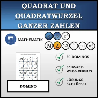 Domino: Quadrat und Quadratwurzel ganzer Zahlen