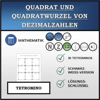 Tetromino: Quadrat und Quadratwurzel von Dezimalzahlen